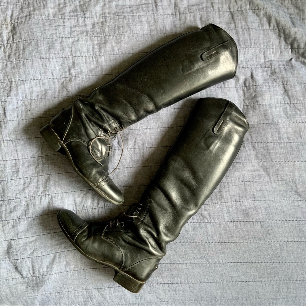 ariat black leather tall boots, 7 ht med/calf reg